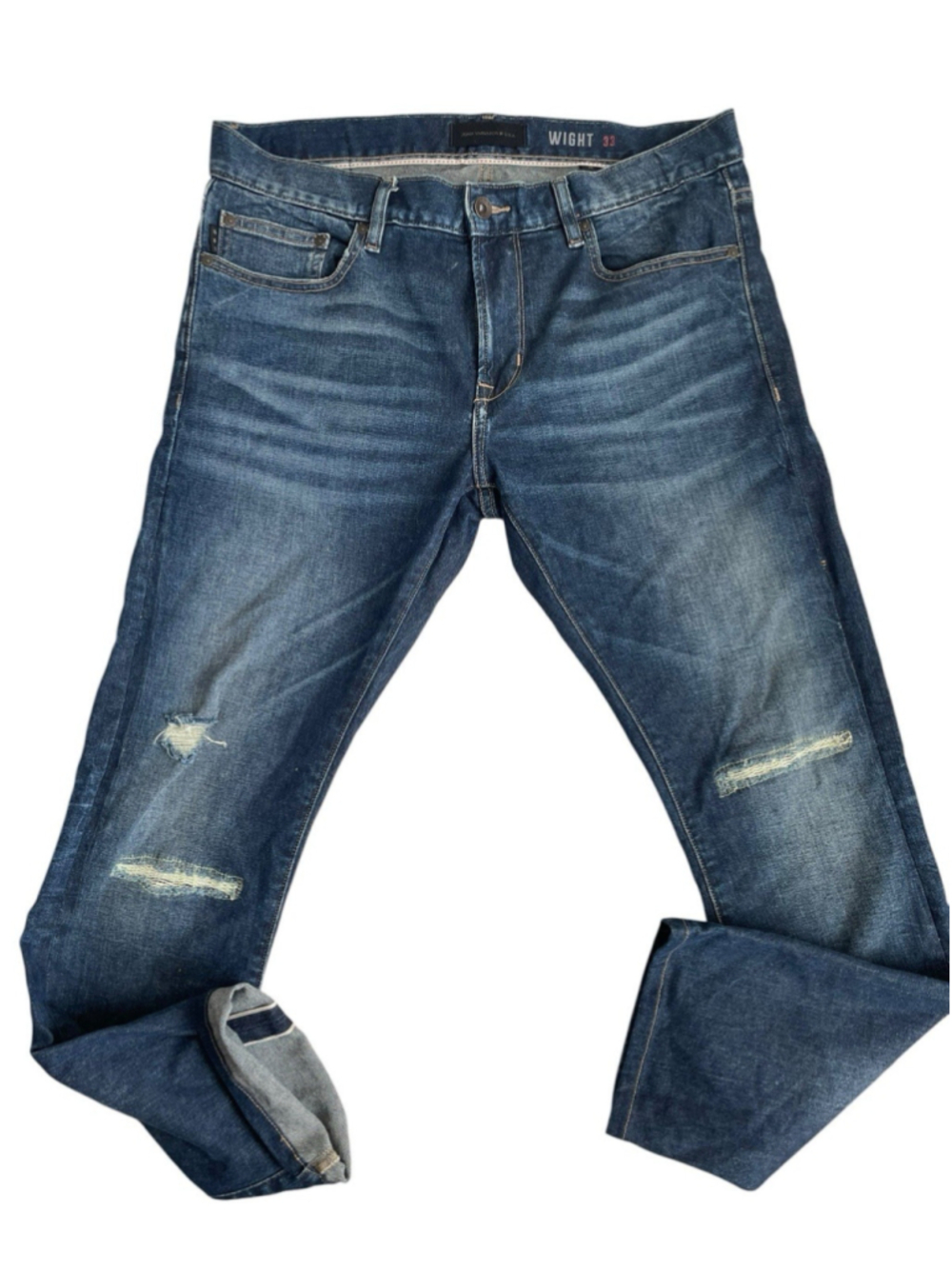 John Varvatos Wight Selvedge Jeans Mens 33X29 Slim Skinny Distressed Blue